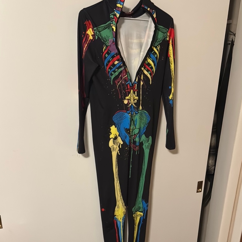 Colorful Skeleton Print Women's Bodysuit for Halloween! - Picture 4 of 4